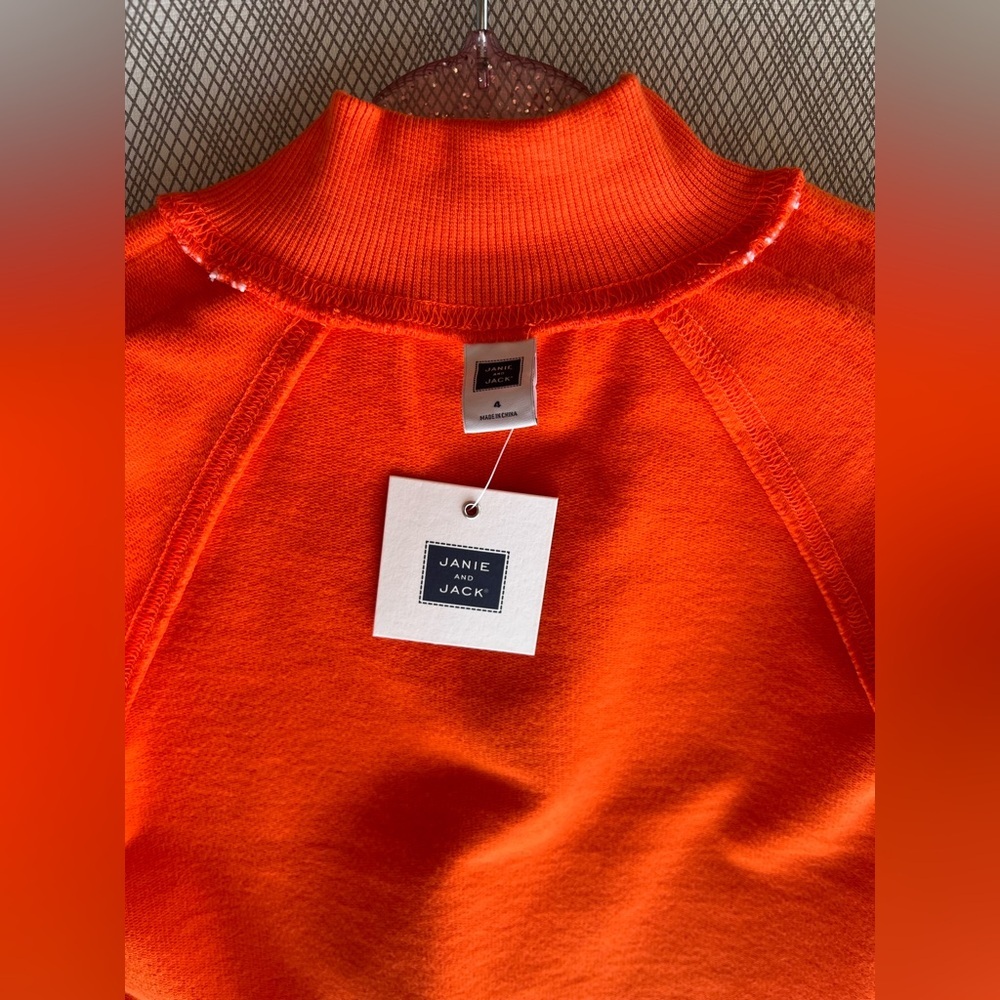 Janie and Jack - Girls half-zip sweatshirt swirl sleeve accents (Size 4) NWT - Picture 7 of 8